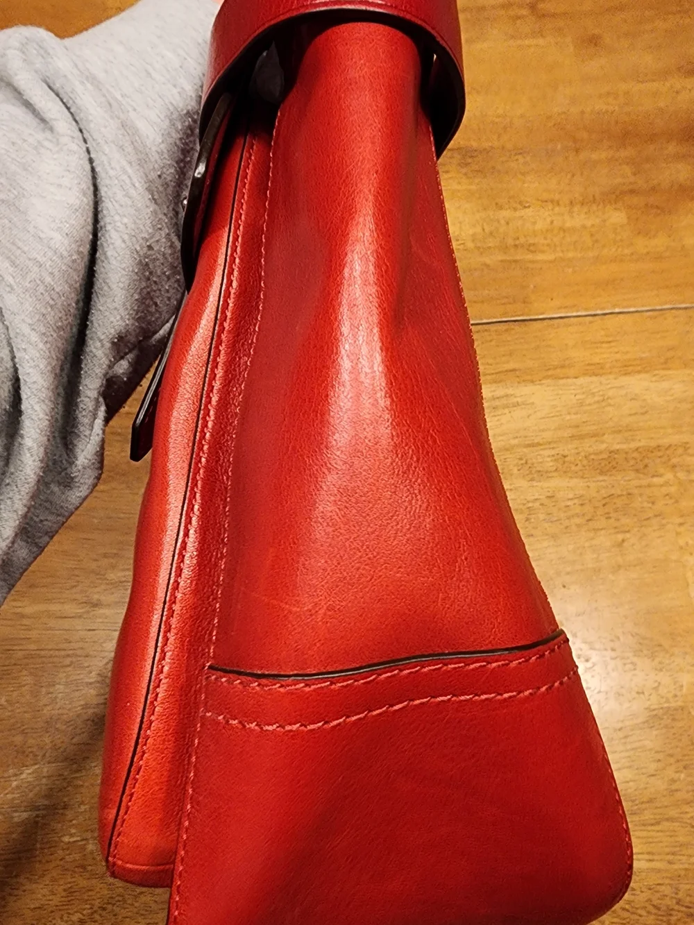 red leather Reed Krakoff Boxer tote bag distinctive front belt detail